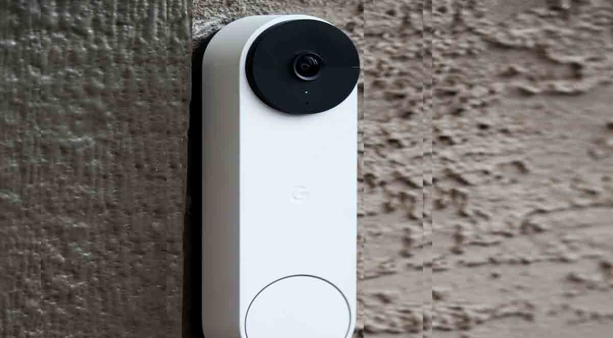 Video doorbell camera mounted beside a front door